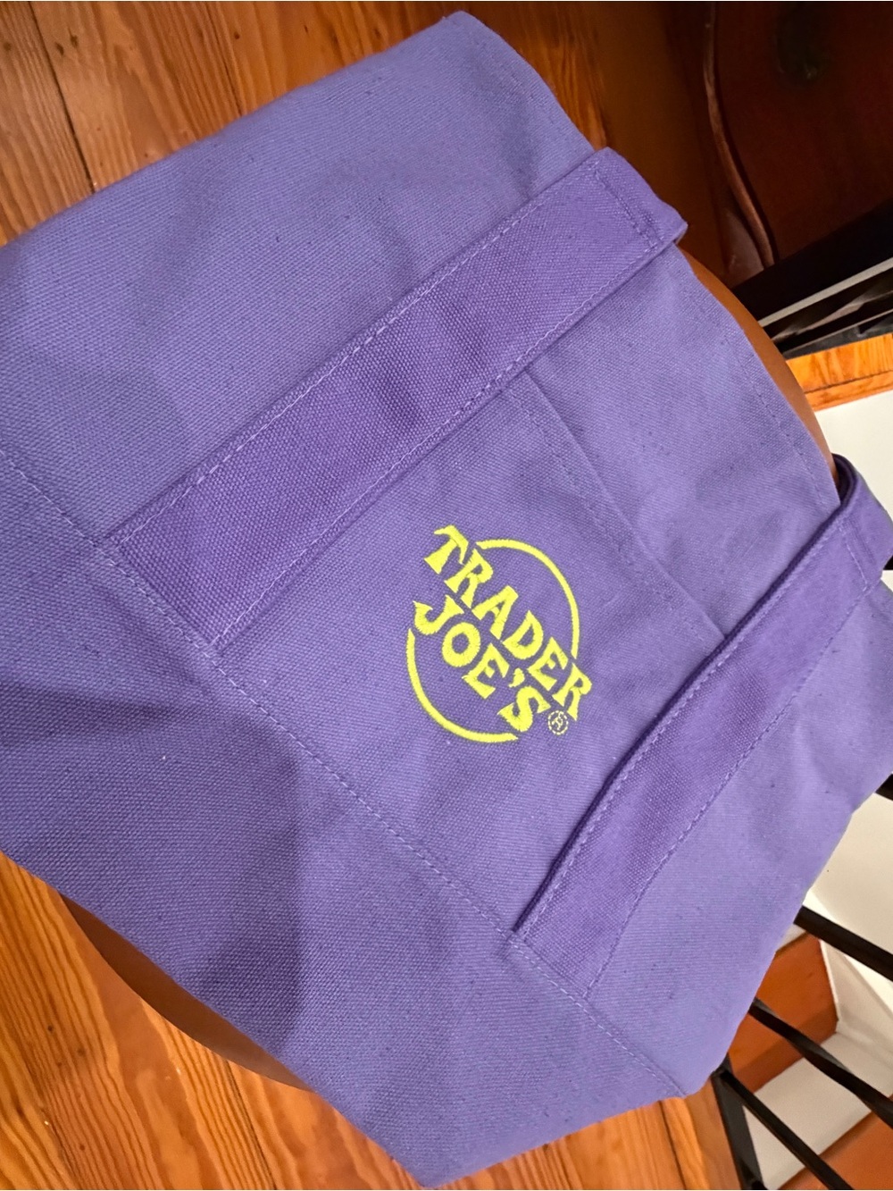 🆕 Trader Joe's Mini Tote Purple with Yellow Logo